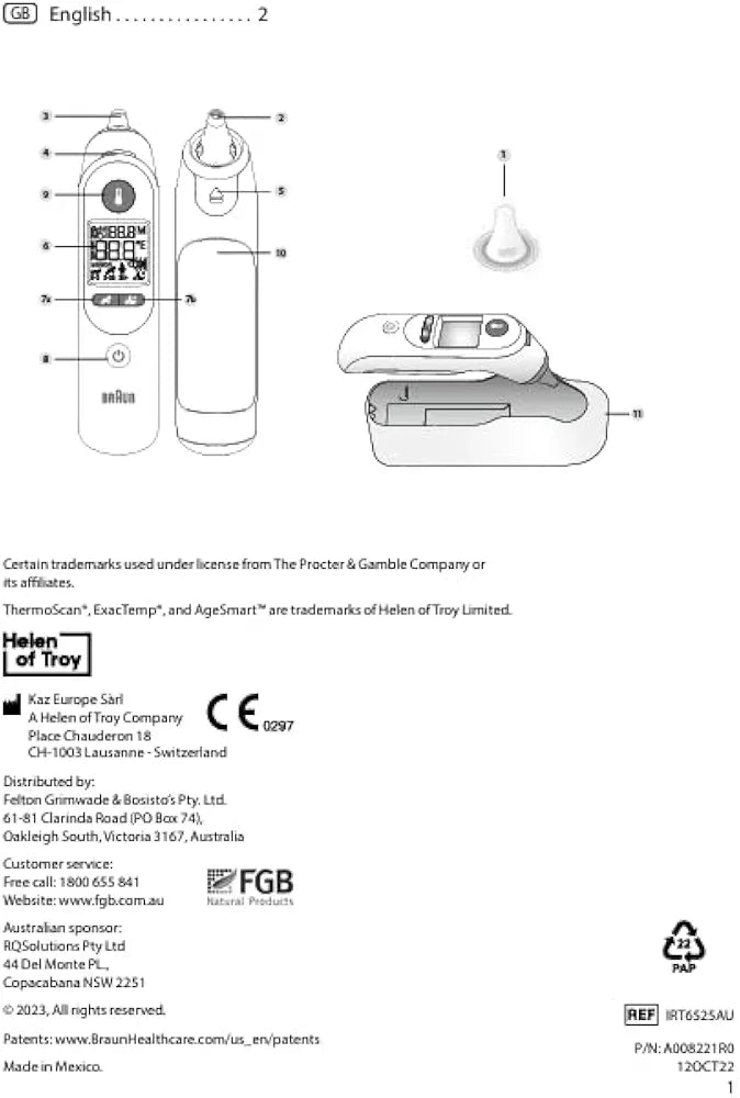 Braun ThermoScan 7+ Ear Thermometer (IRT6525) with Age Precision® & Night Mode
 IRT6525