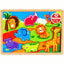 Cute Animals Wooden Chunky Puzzle Board with Stand-Up Safari Animal Figures (Ages 12m+)